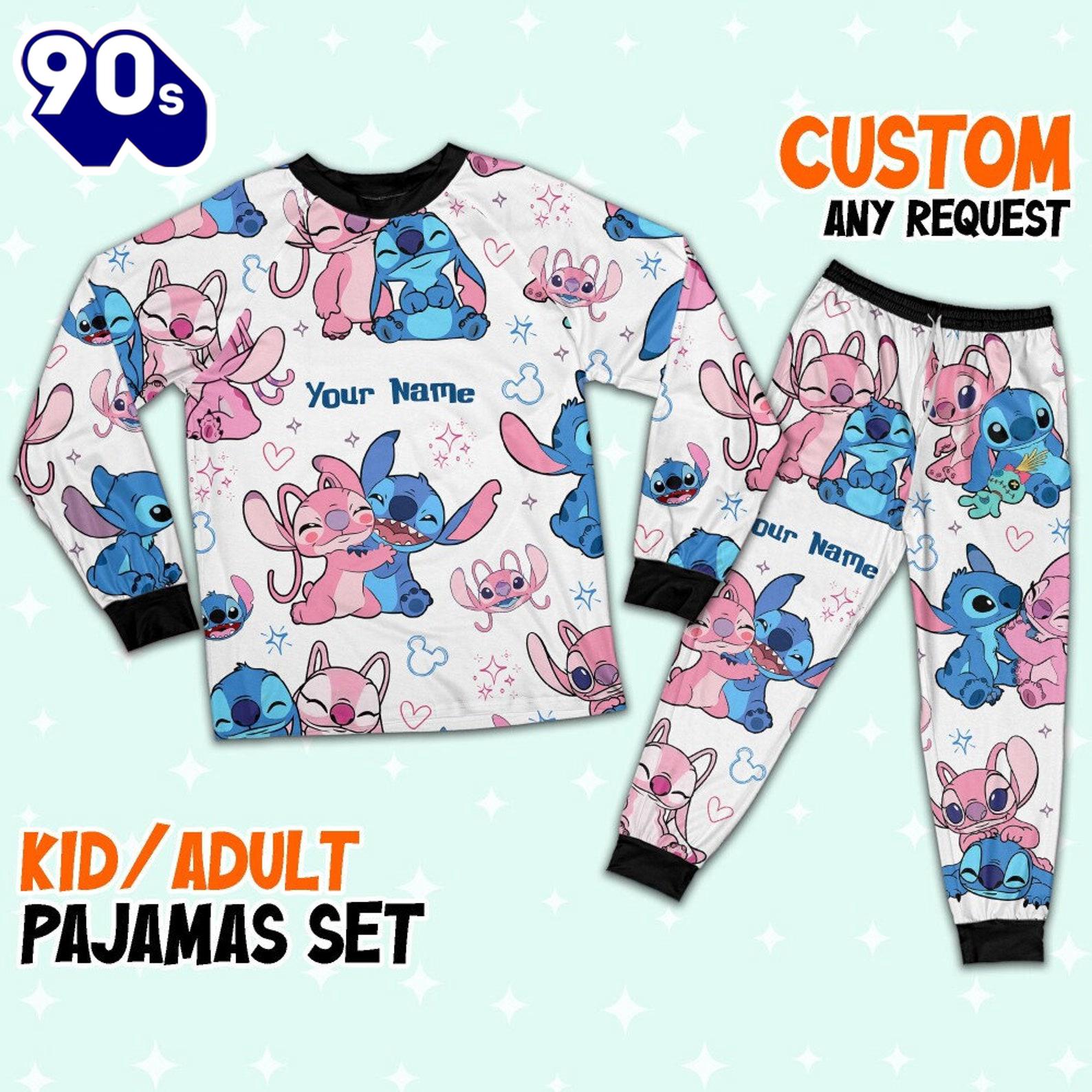 Custom Disney Friends Stitch and Angel Colorful Pajamas Set - Movie Cartoon Holiday Pajamas Custom Disney Friends Stitch and Angel Colorful Pajamas Set - Movie Cartoon Holiday Pajamas
