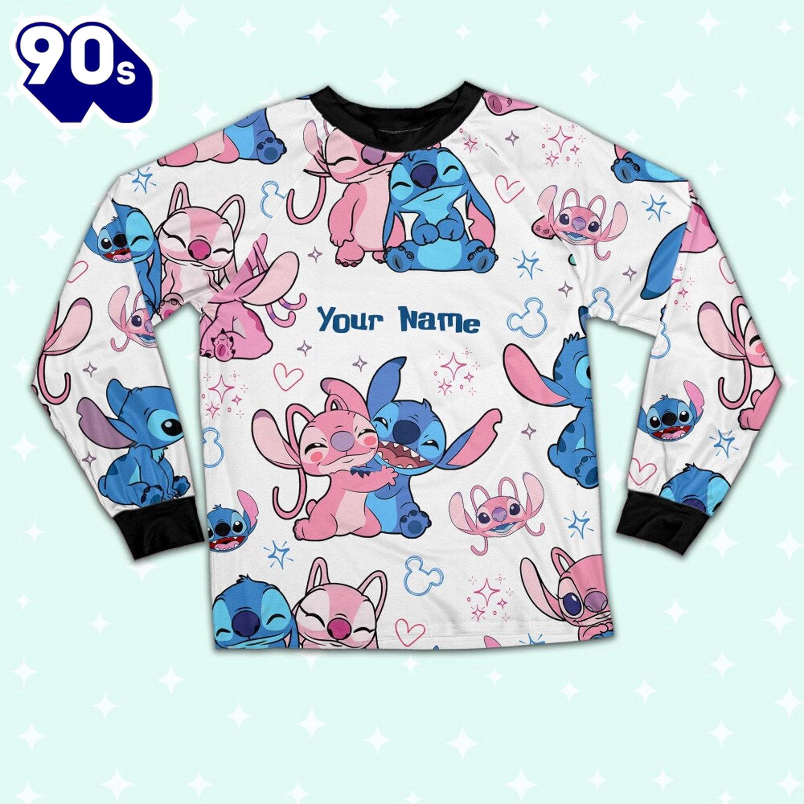 Custom Disney Friends Stitch and Angel Colorful Pajamas Set - Movie Cartoon Holiday Pajamas Custom Disney Friends Stitch and Angel Colorful Pajamas Set - Movie Cartoon Holiday Pajamas
