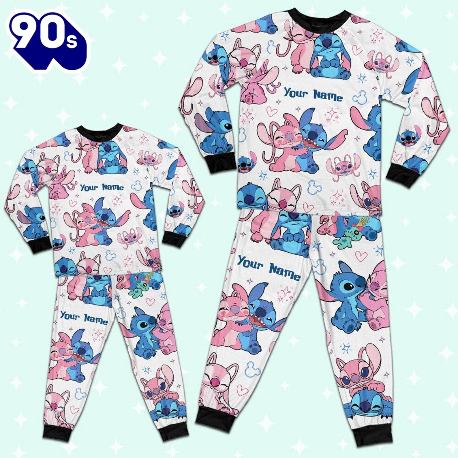 Custom Disney Friends Stitch and Angel Colorful Pajamas Set - Movie Cartoon Holiday Pajamas Custom Disney Friends Stitch and Angel Colorful Pajamas Set - Movie Cartoon Holiday Pajamas