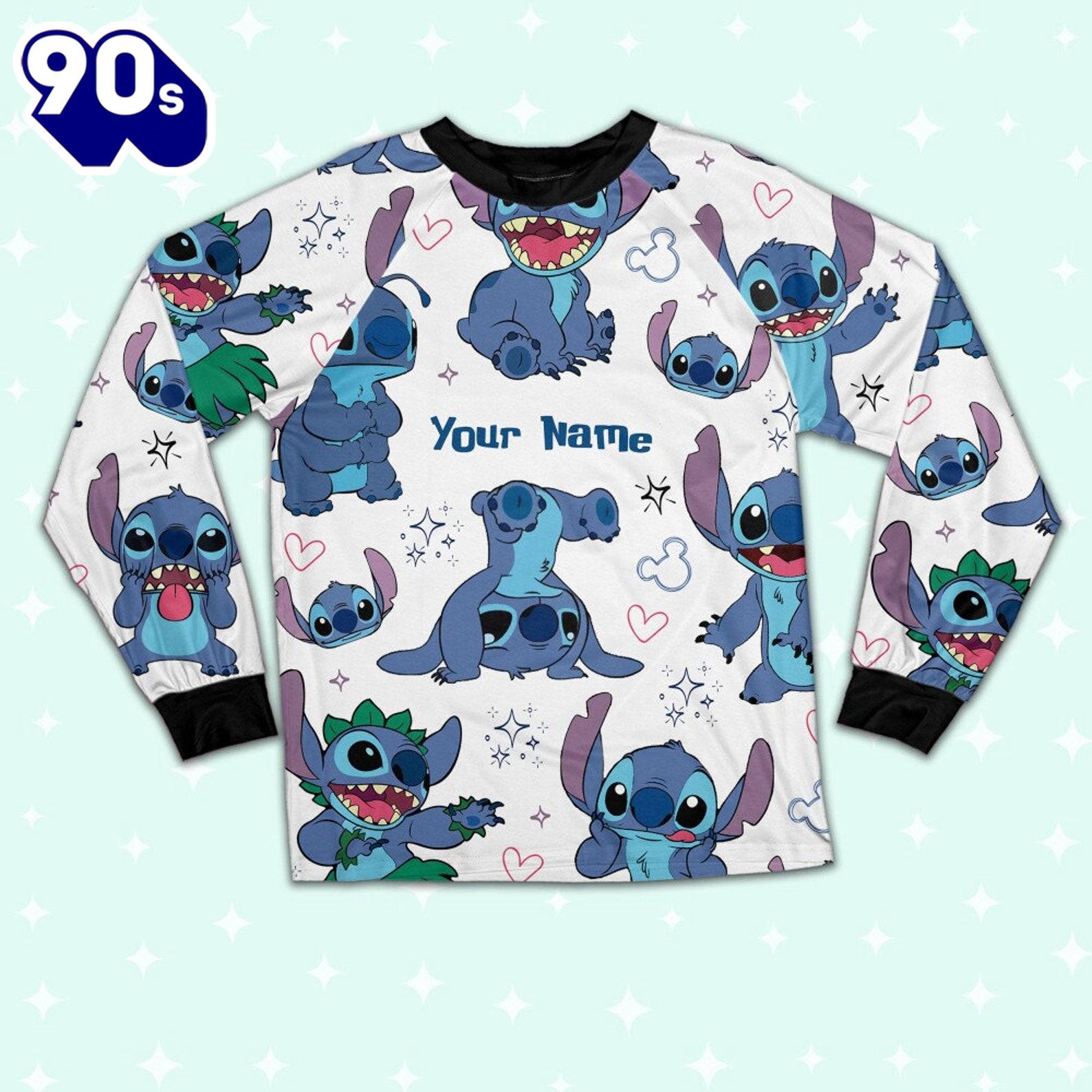 Custom Disney Friends Stitch Colorful Pajamas Set - Movie Cartoon Holiday Pajamas Custom Disney Friends Stitch Colorful Pajamas Set - Movie Cartoon Holiday Pajamas