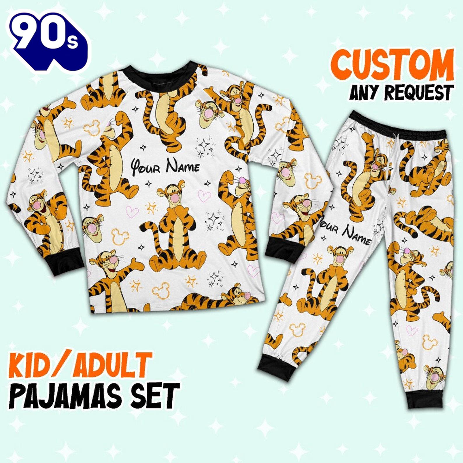 Custom Disney Friends Tigger Colorful Pajamas Set - Family Disneyland Matching Pajamas Set Custom Disney Friends Tigger Colorful Pajamas Set - Family Disneyland Matching Pajamas Set