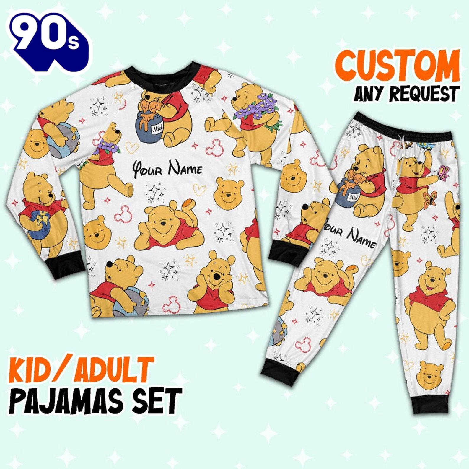 Custom Disney Friends Winnie the Pooh Colorful Pajamas Set - Movie Cartoon Holiday Pajamas Custom Disney Friends Winnie the Pooh Colorful Pajamas Set - Movie Cartoon Holiday Pajamas