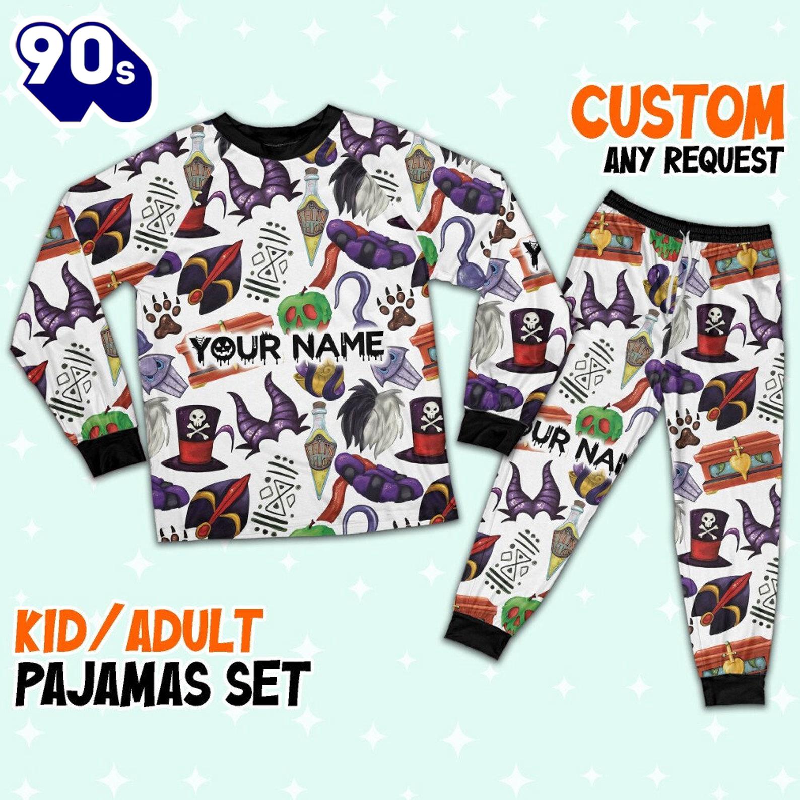 Custom Disney Halloween Villain Simple Pajamas Set - Movie Cartoon Holiday Pajamas Custom Disney Halloween Villain Simple Pajamas Set - Movie Cartoon Holiday Pajamas
