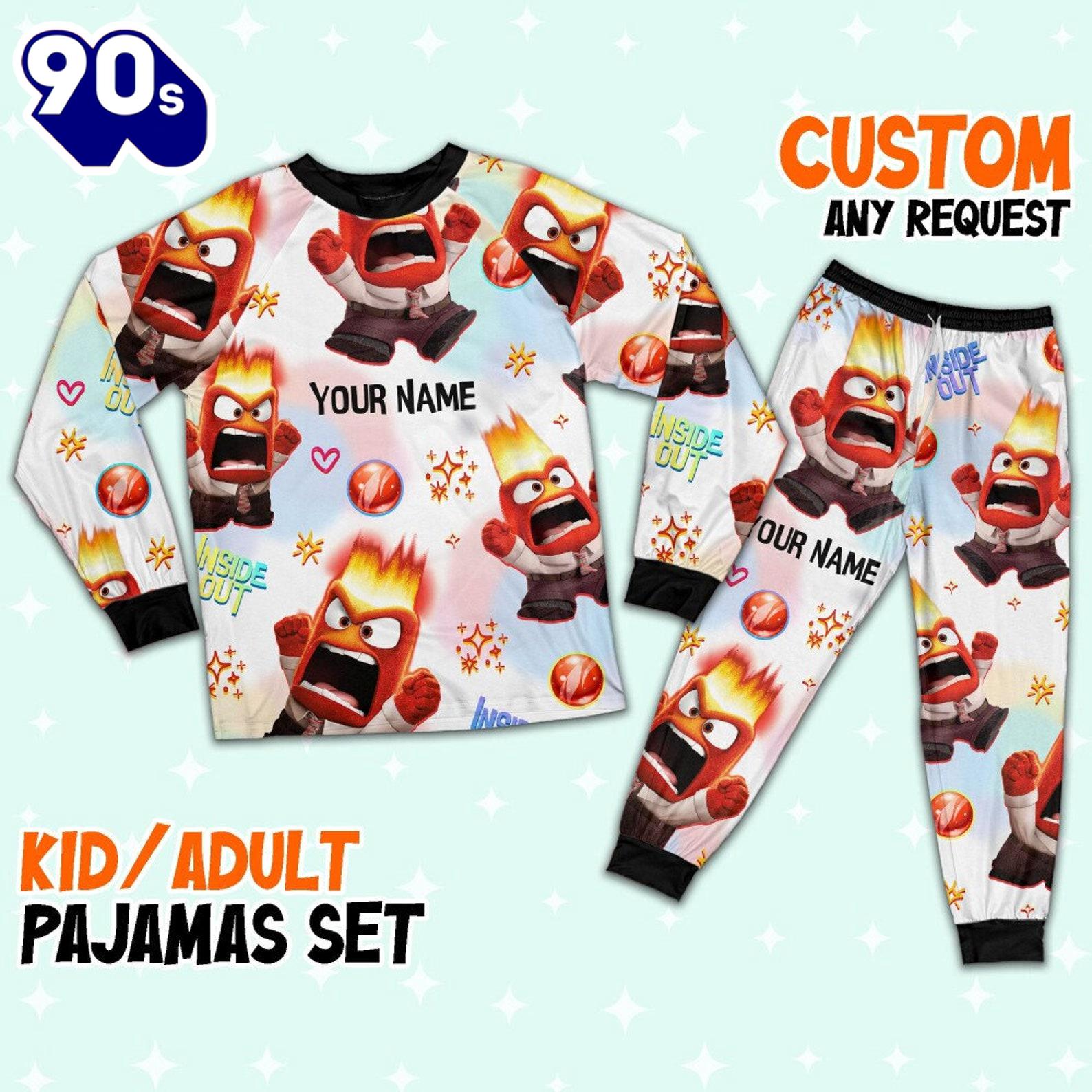 Custom Disney Inside Out Anger Red Color Pajamas Set - Family Disneyland Matching Pajamas Set Custom Disney Inside Out Anger Red Color Pajamas Set - Family Disneyland Matching Pajamas Set