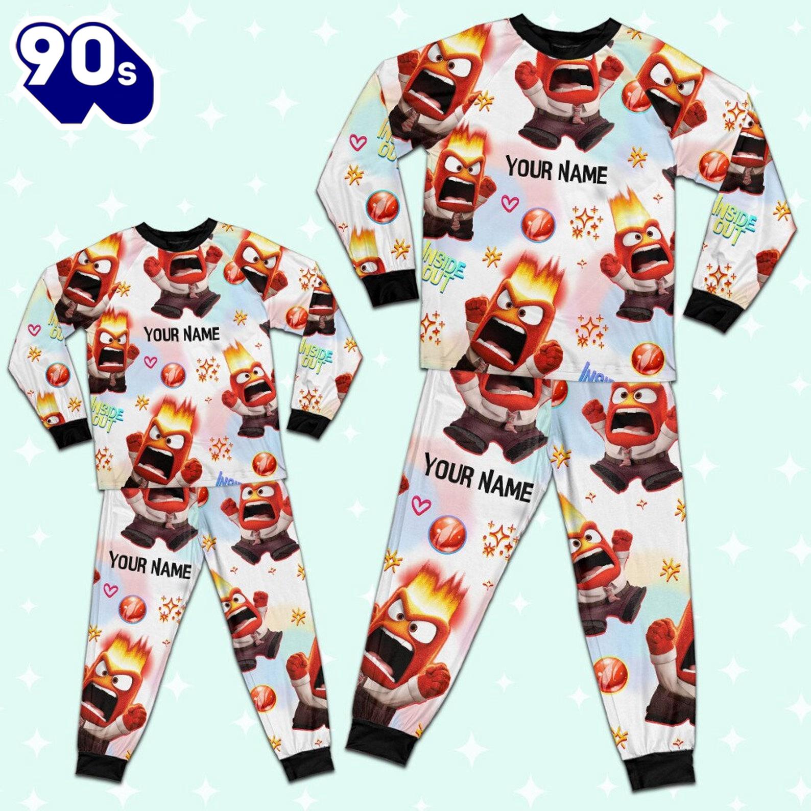 Custom Disney Inside Out Anger Red Color Pajamas Set - Family Disneyland Matching Pajamas Set Custom Disney Inside Out Anger Red Color Pajamas Set - Family Disneyland Matching Pajamas Set