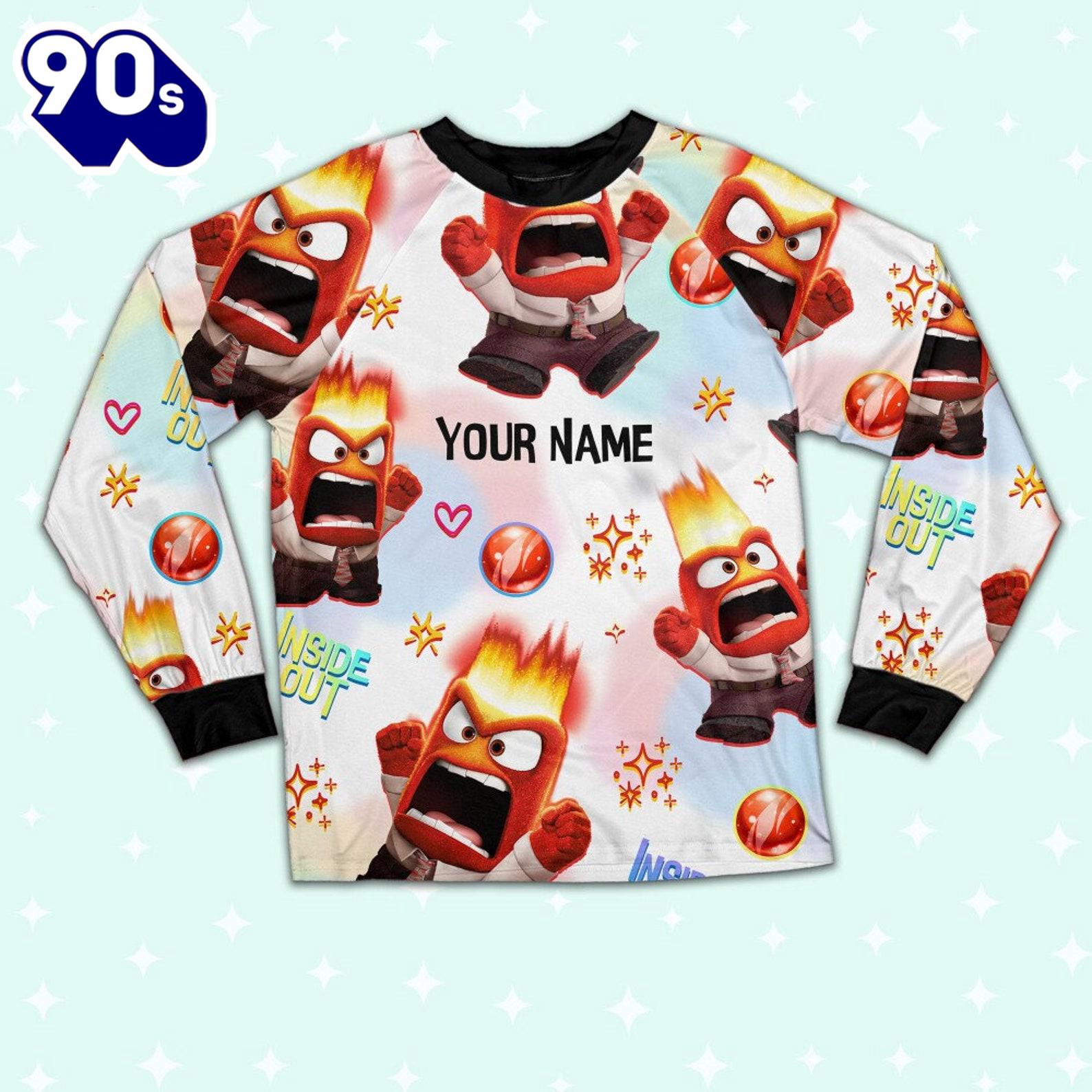 Custom Disney Inside Out Anger Red Color Pajamas Set - Family Disneyland Matching Pajamas Set Custom Disney Inside Out Anger Red Color Pajamas Set - Family Disneyland Matching Pajamas Set