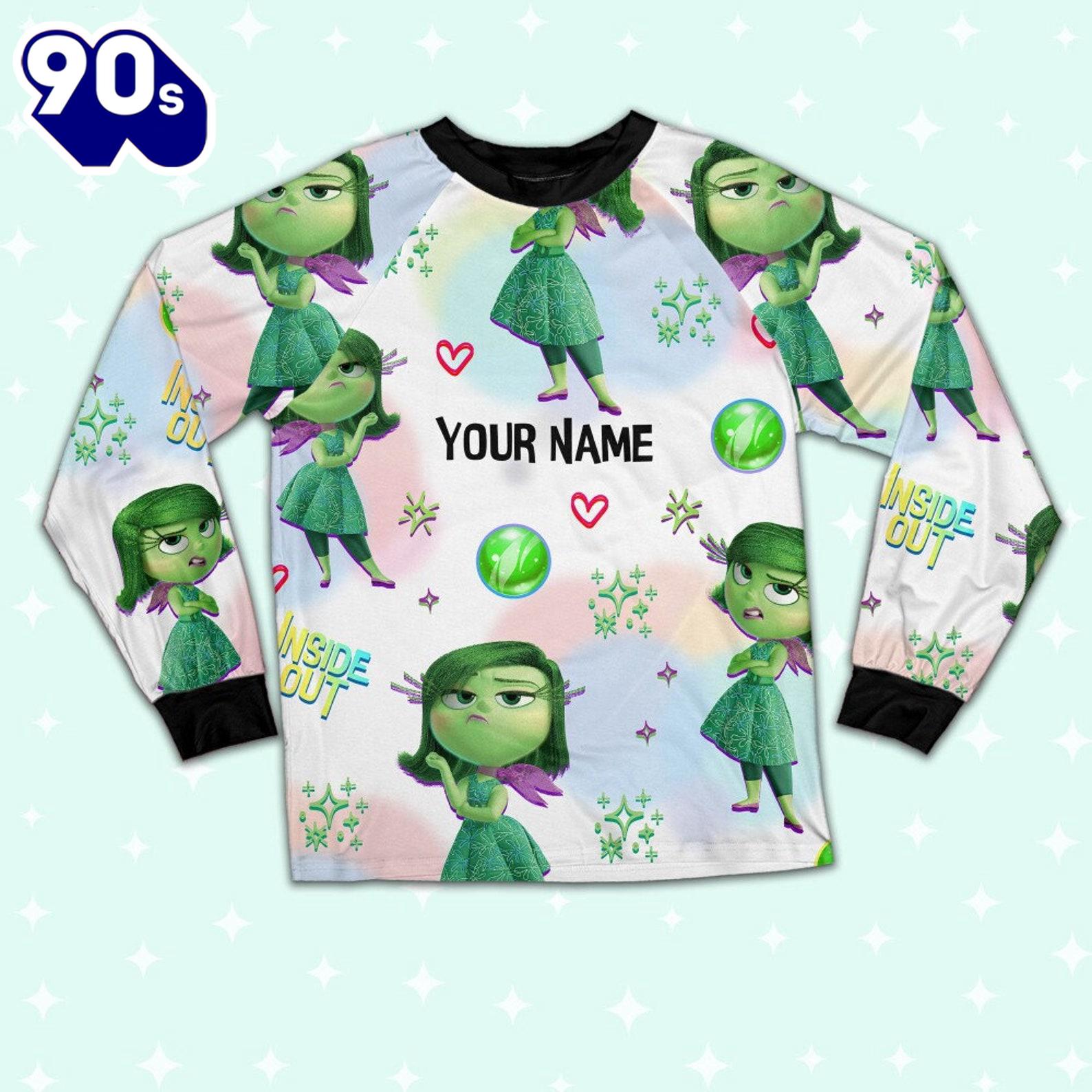 Custom Disney Inside Out Disgust Green Color Pajamas Set - Movie Cartoon Holiday Pajamas Custom Disney Inside Out Disgust Green Color Pajamas Set - Movie Cartoon Holiday Pajamas