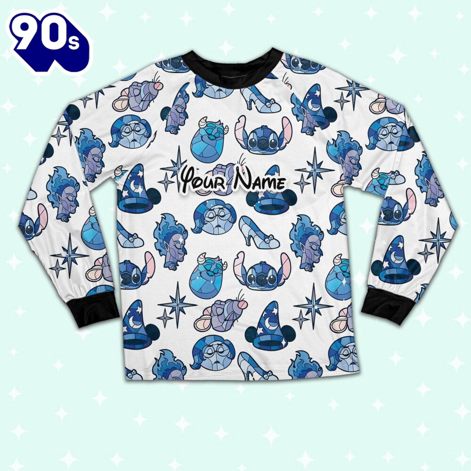 Custom Disney Magic Characters Blue Team Pajamas - Movie Cartoon Holiday Pajamas Custom Disney Magic Characters Blue Team Pajamas - Movie Cartoon Holiday Pajamas
