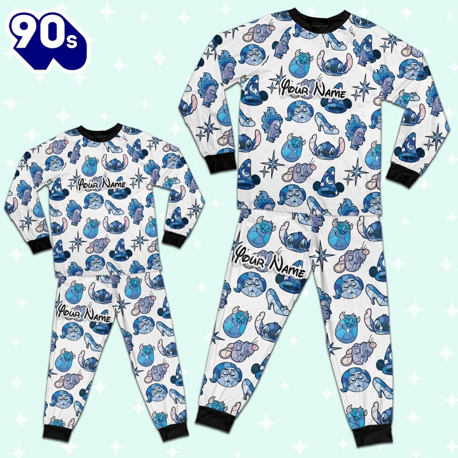 Custom Disney Magic Characters Blue Team Pajamas - Movie Cartoon Holiday Pajamas Custom Disney Magic Characters Blue Team Pajamas - Movie Cartoon Holiday Pajamas