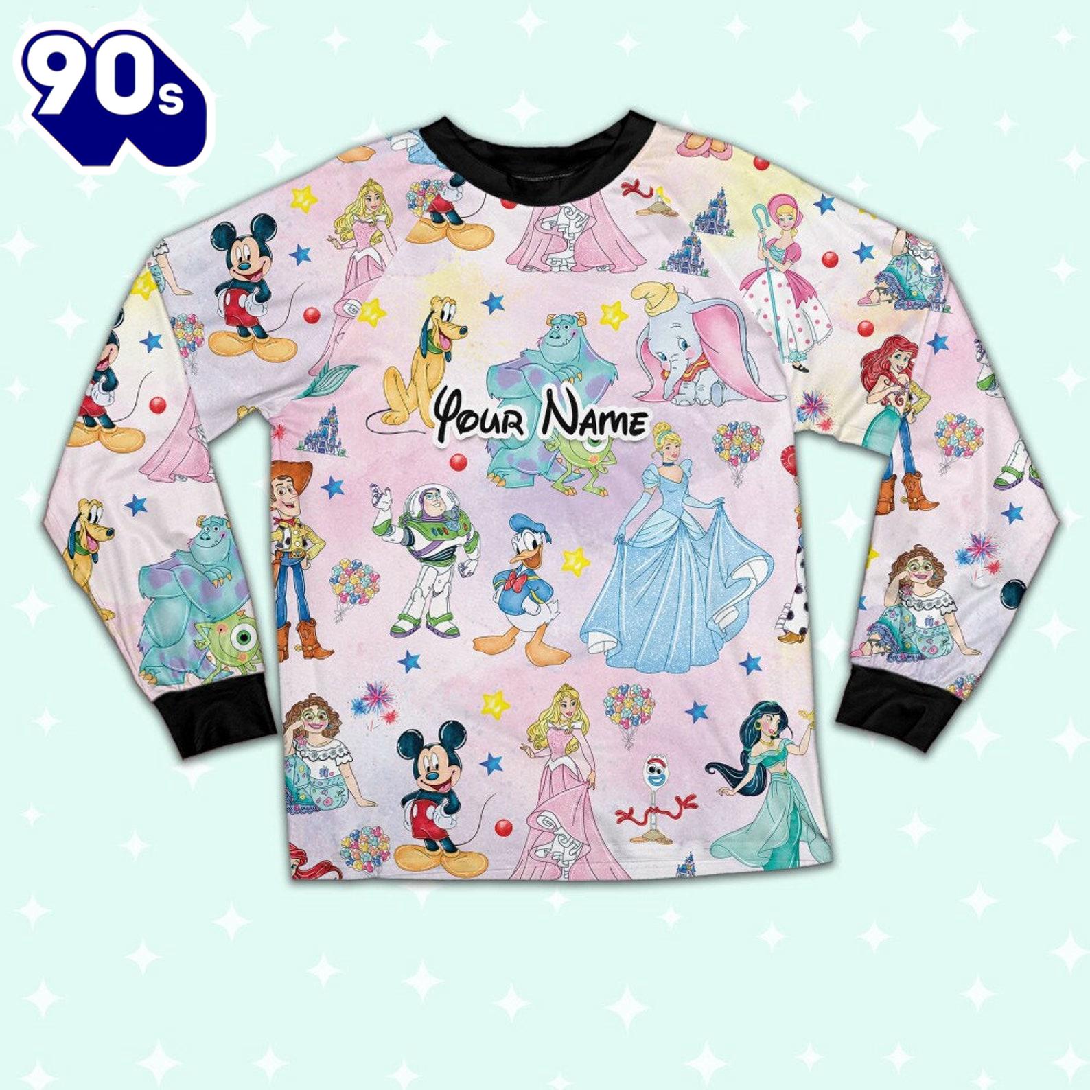 Custom Disney Magic Characters Colorful Team Pajamas - Movie Cartoon Holiday Pajamas Custom Disney Magic Characters Colorful Team Pajamas - Movie Cartoon Holiday Pajamas