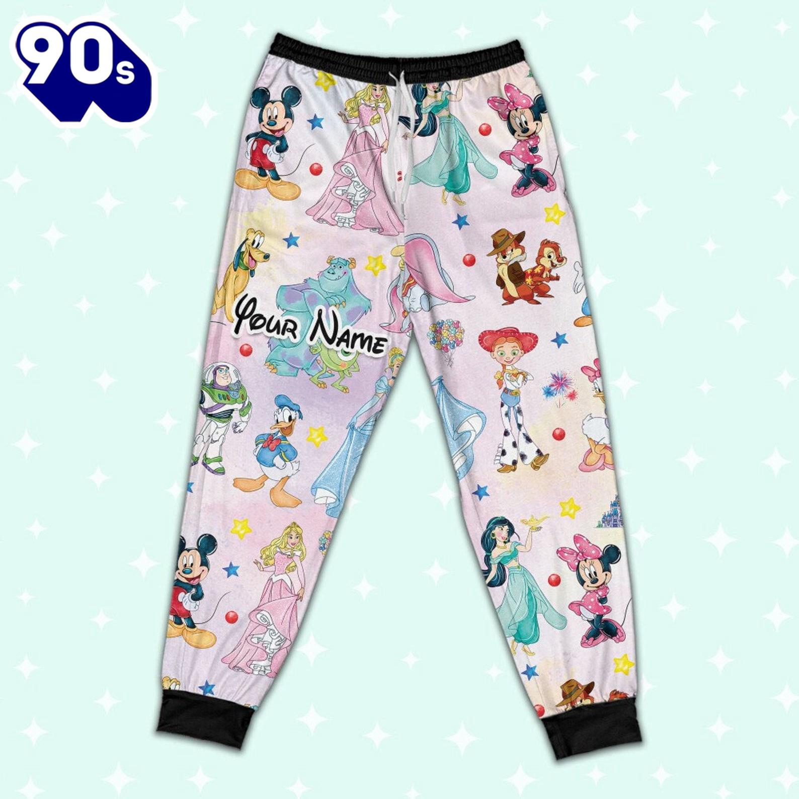 Custom Disney Magic Characters Colorful Team Pajamas - Movie Cartoon Holiday Pajamas Custom Disney Magic Characters Colorful Team Pajamas - Movie Cartoon Holiday Pajamas