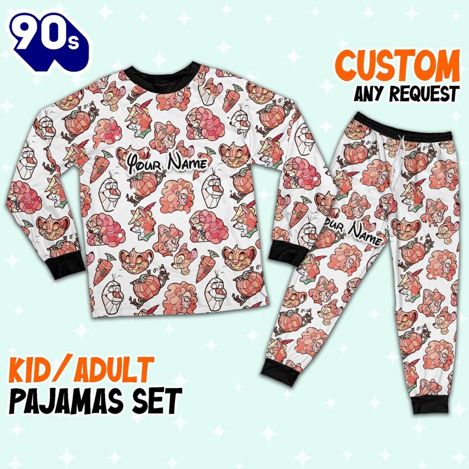 Custom Disney Magic Characters Orange Team Pajamas - Movie Cartoon Holiday Pajamas Custom Disney Magic Characters Orange Team Pajamas - Movie Cartoon Holiday Pajamas