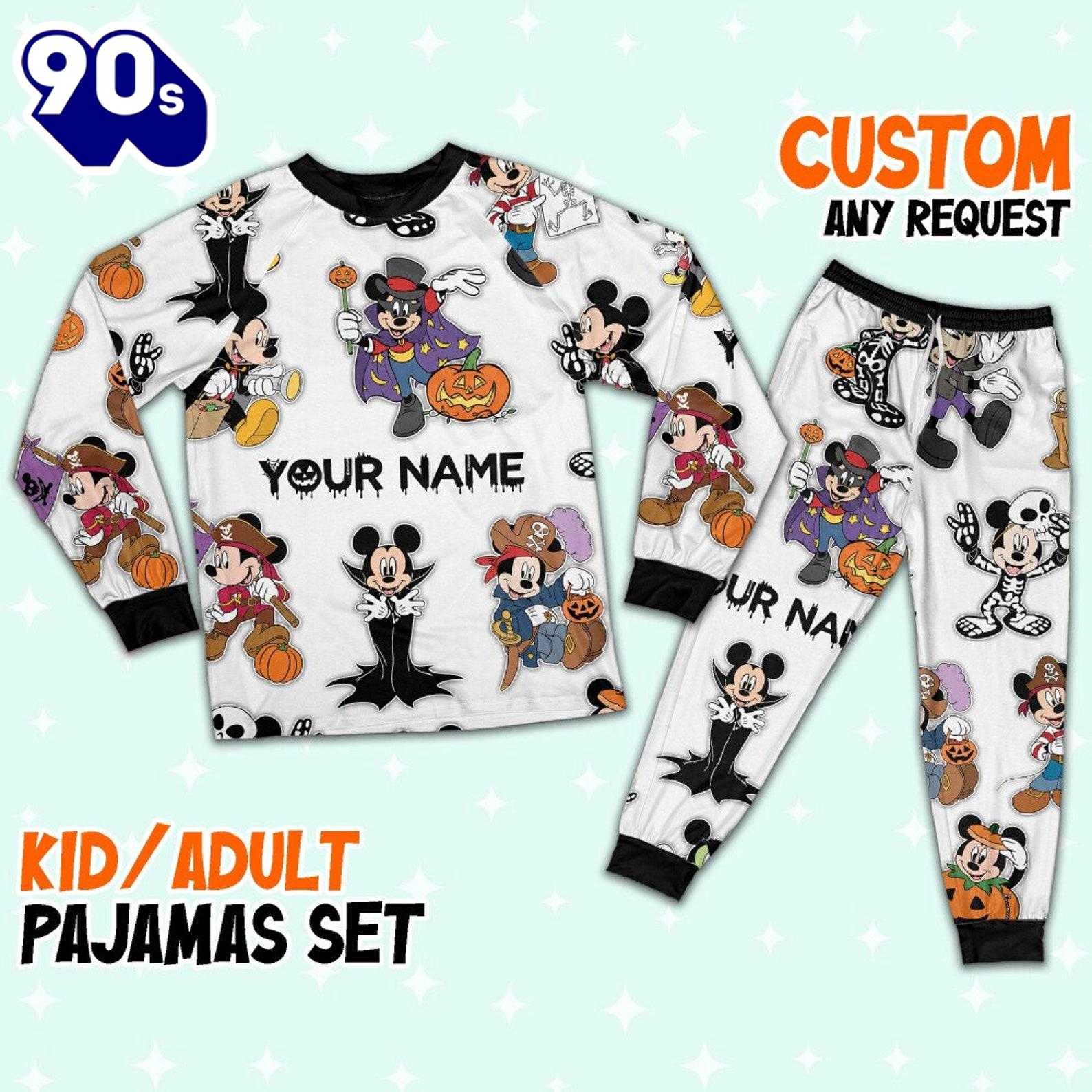 Custom Disney Mickey Halloween Cosplay Simple Pajamas Set - Movie Cartoon Holiday Pajamas Custom Disney Mickey Halloween Cosplay Simple Pajamas Set - Movie Cartoon Holiday Pajamas