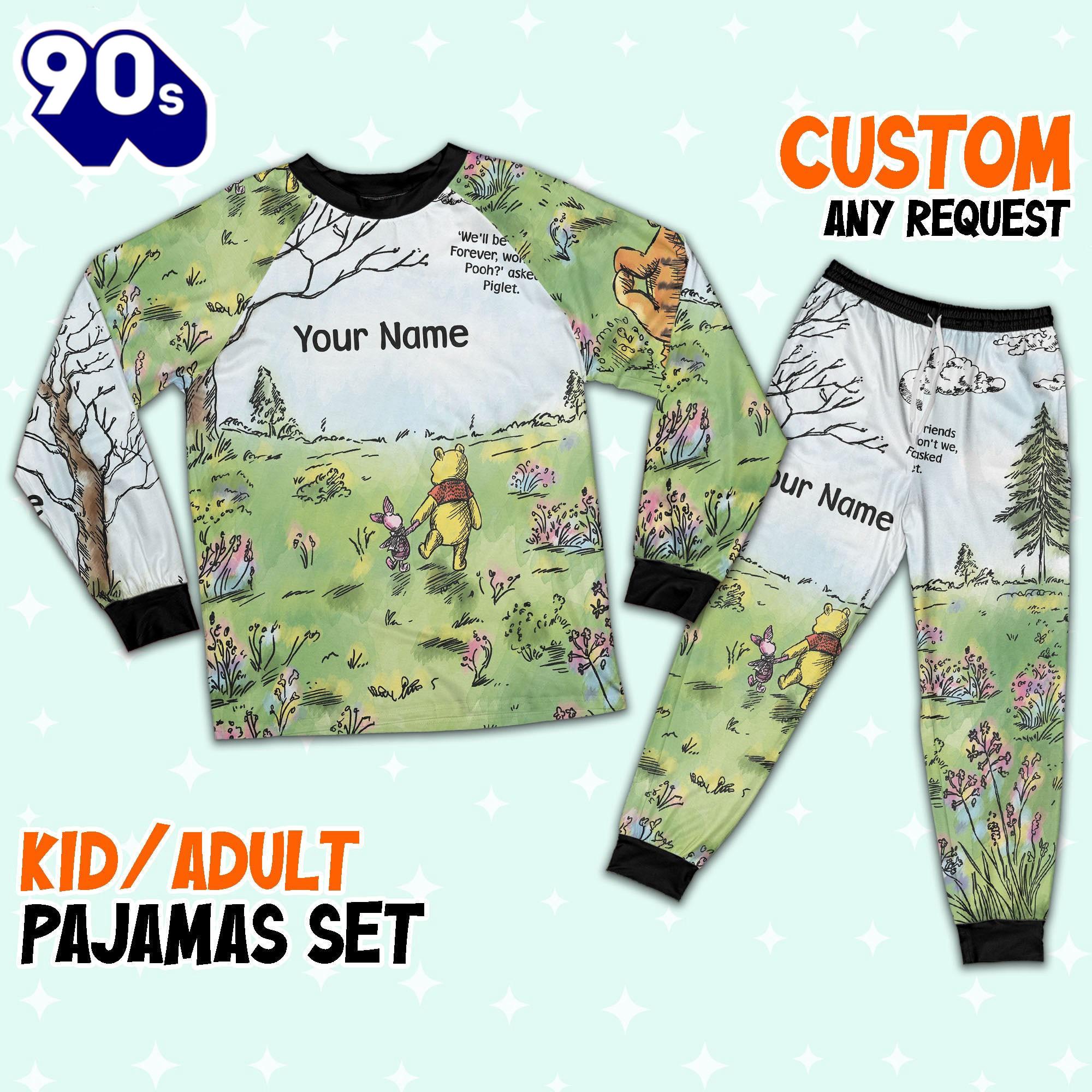 Custom Disney Winnie the Pooh Artwork Colorful Pajamas - Movie Cartoon Holiday Pajamas Custom Disney Winnie the Pooh Artwork Colorful Pajamas - Movie Cartoon Holiday Pajamas