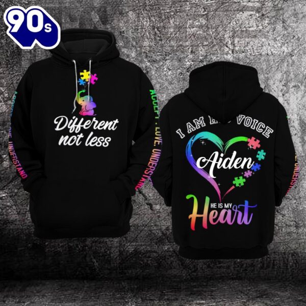 Custom Elephant Autism Awareness Hoodie Fullprint  Different Not Less  Gift Christmas