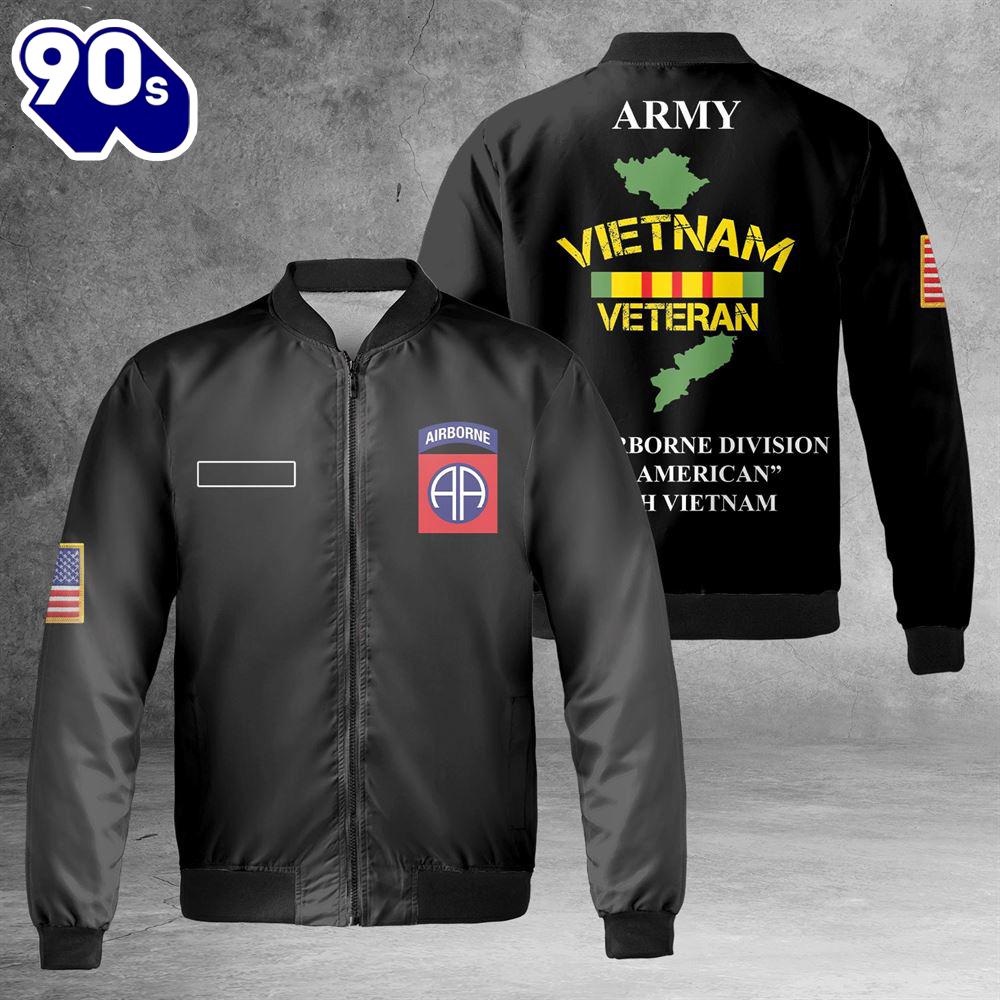 Custom Name 82nd Airborne Division All American ARMY Vietnam Veteran South Vietnam AOP Fleece Bomber Jacket Custom Name 82nd Airborne Division All American ARMY Vietnam Veteran South Vietnam AOP Fleece Bomber Jacket