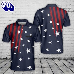 Custom Name American Flag 4th Of July Polo Shirt Gift Summer