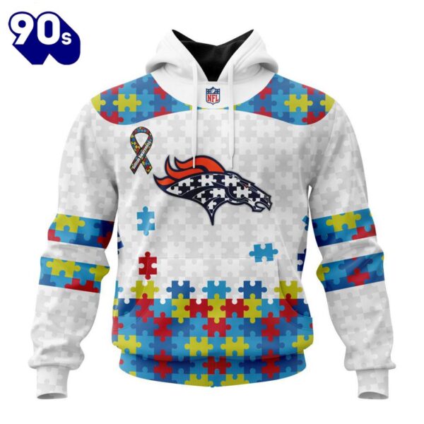 Custom Name And Number NFL Denver Broncos Special Autism Awareness Hoodie