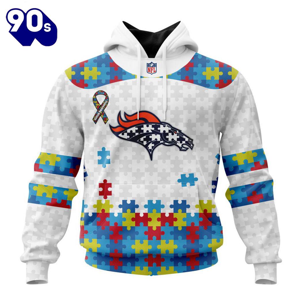 Custom Name And Number NFL Denver Broncos Special Autism Awareness Hoodie Custom Name And Number NFL Denver Broncos Special Autism Awareness Hoodie