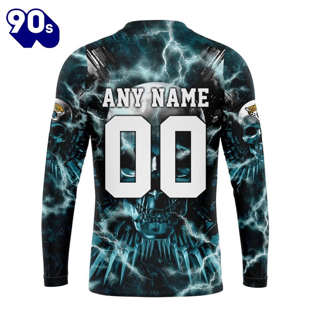 Custom Name And Number NFL Jacksonville Jaguars Expendables Skull Halloween 3D Sweatshirt Custom Name And Number NFL Jacksonville Jaguars Expendables Skull Halloween 3D Sweatshirt