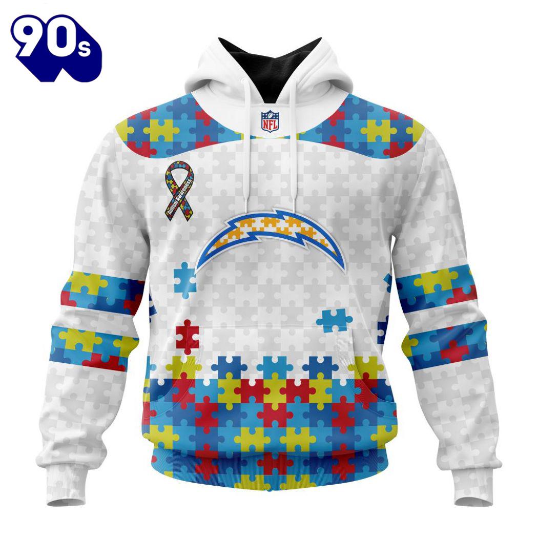 Custom Name And Number NFL Los Angeles Chargers Special Autism Awareness Hoodie Custom Name And Number NFL Los Angeles Chargers Special Autism Awareness Hoodie