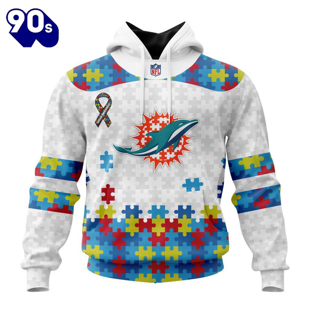 Custom Name And Number NFL Miami Dolphins Special Autism Awareness Hoodie Custom Name And Number NFL Miami Dolphins Special Autism Awareness Hoodie