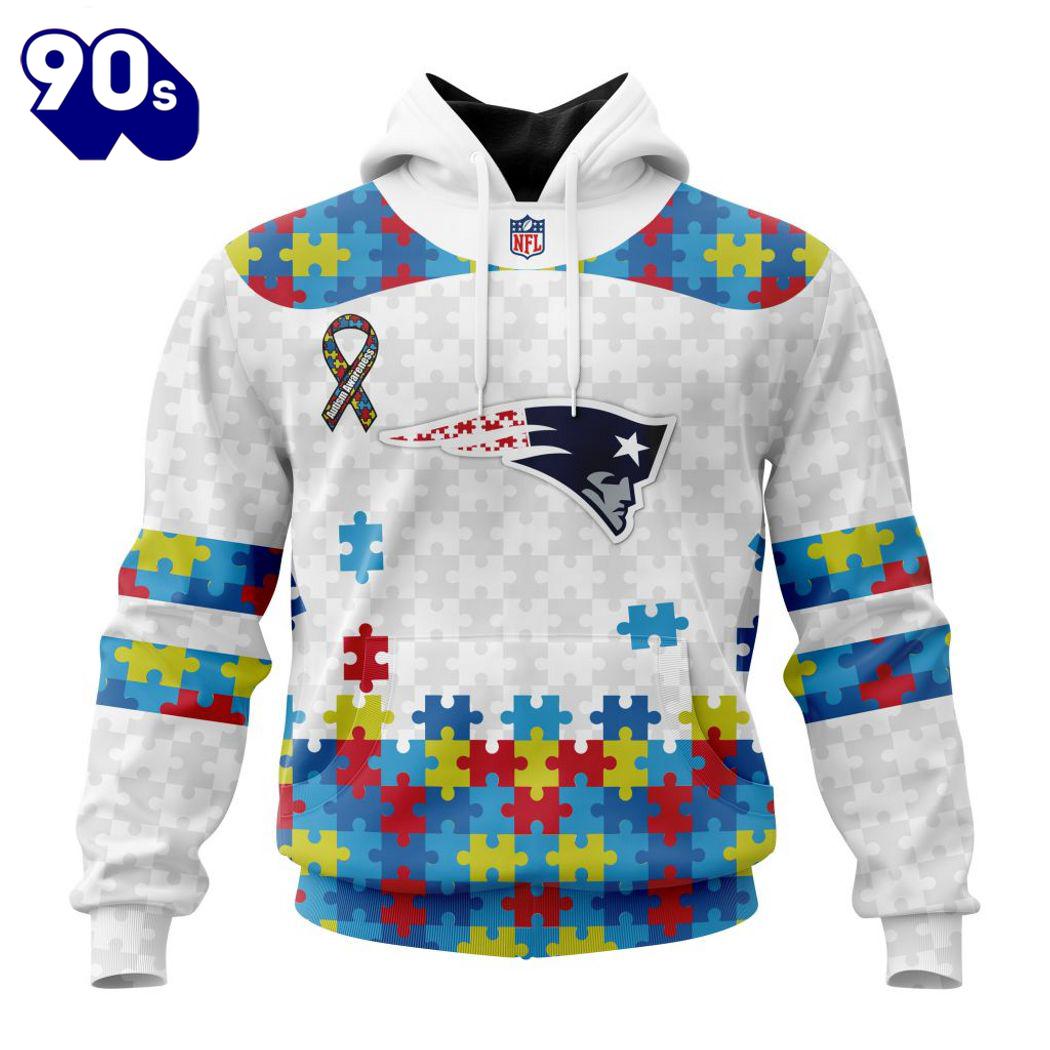 Custom Name And Number NFL New England Patriots Special Autism Awareness Hoodie Custom Name And Number NFL New England Patriots Special Autism Awareness Hoodie