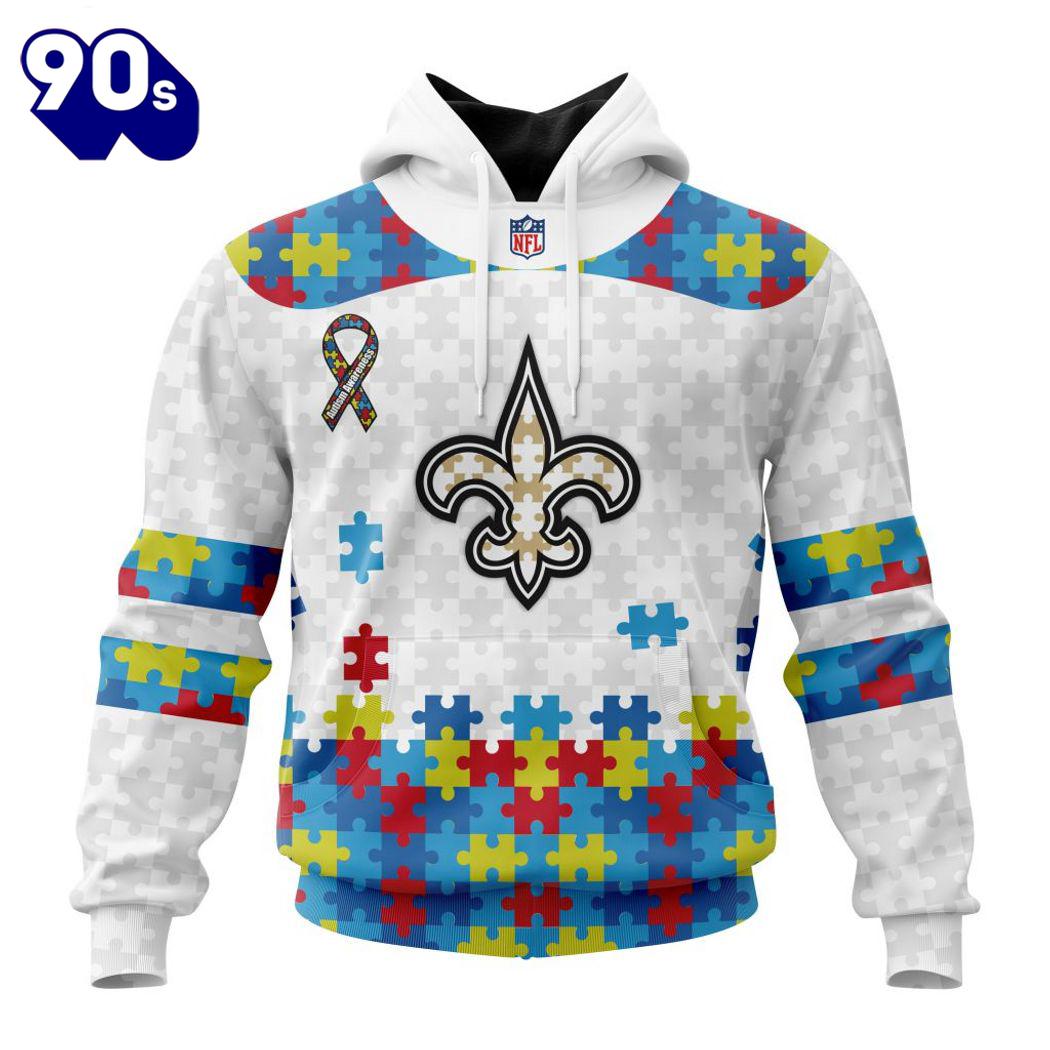 Custom Name And Number NFL New Orleans Saints Special Autism Awareness Hoodie Custom Name And Number NFL New Orleans Saints Special Autism Awareness Hoodie