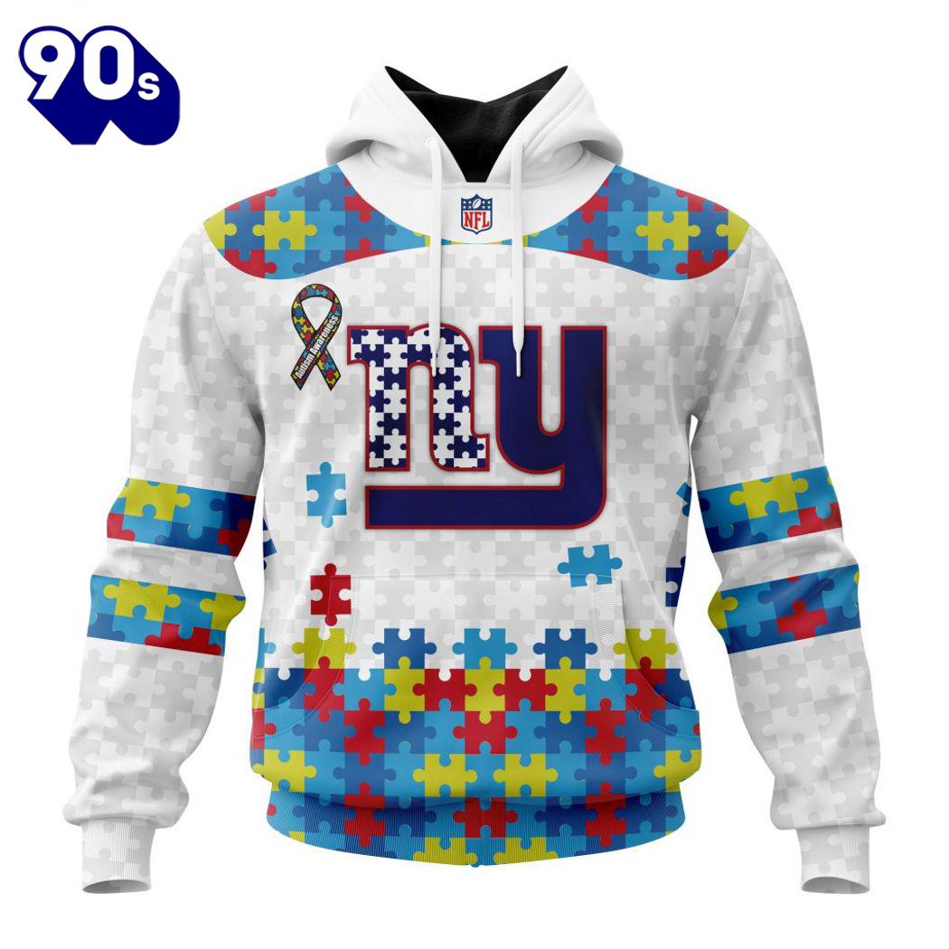 Custom Name And Number NFL New York Giants Special Autism Awareness Hoodie Custom Name And Number NFL New York Giants Special Autism Awareness Hoodie
