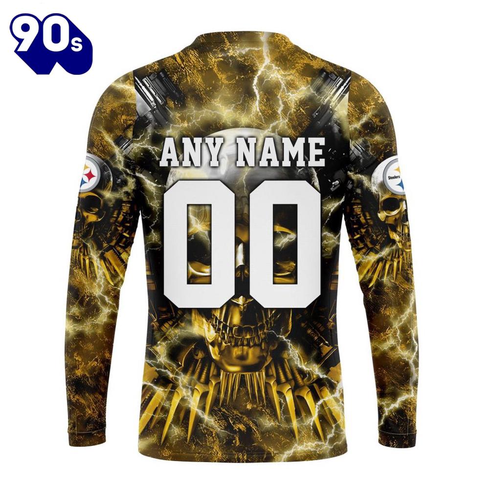 Custom Name And Number NFL Pittsburgh Steelers Expendables Skull Halloween 3D Sweatshirt Custom Name And Number NFL Pittsburgh Steelers Expendables Skull Halloween 3D Sweatshirt