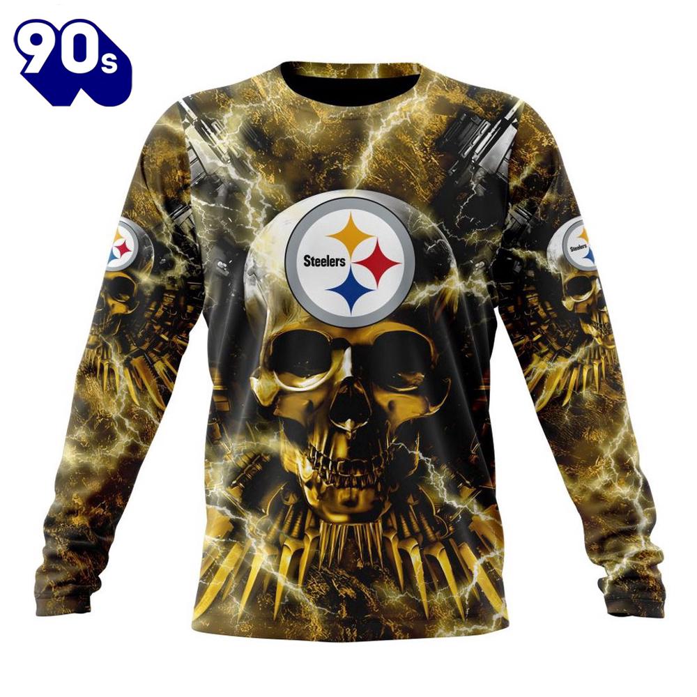 Custom Name And Number NFL Pittsburgh Steelers Expendables Skull Halloween 3D Sweatshirt Custom Name And Number NFL Pittsburgh Steelers Expendables Skull Halloween 3D Sweatshirt