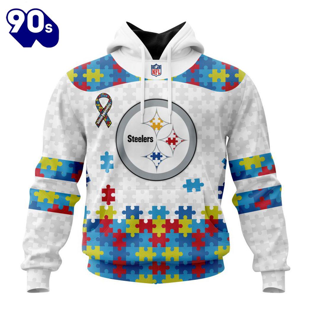 Custom Name And Number NFL Pittsburgh Steelers Special Autism Awareness Hoodie Custom Name And Number NFL Pittsburgh Steelers Special Autism Awareness Hoodie