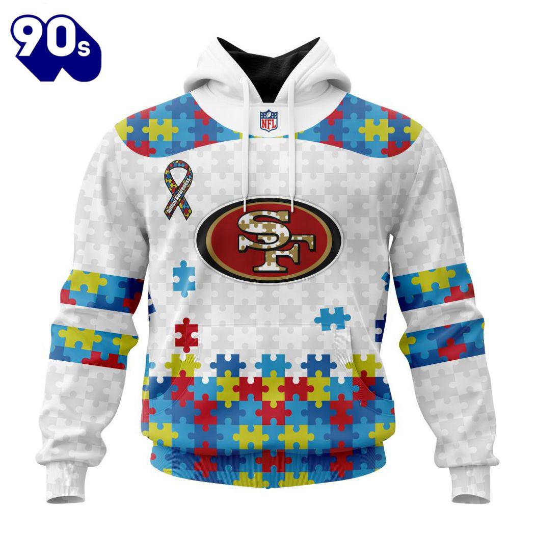 Custom Name And Number NFL San Francisco 49ers Special Autism Awareness Hoodie Custom Name And Number NFL San Francisco 49ers Special Autism Awareness Hoodie