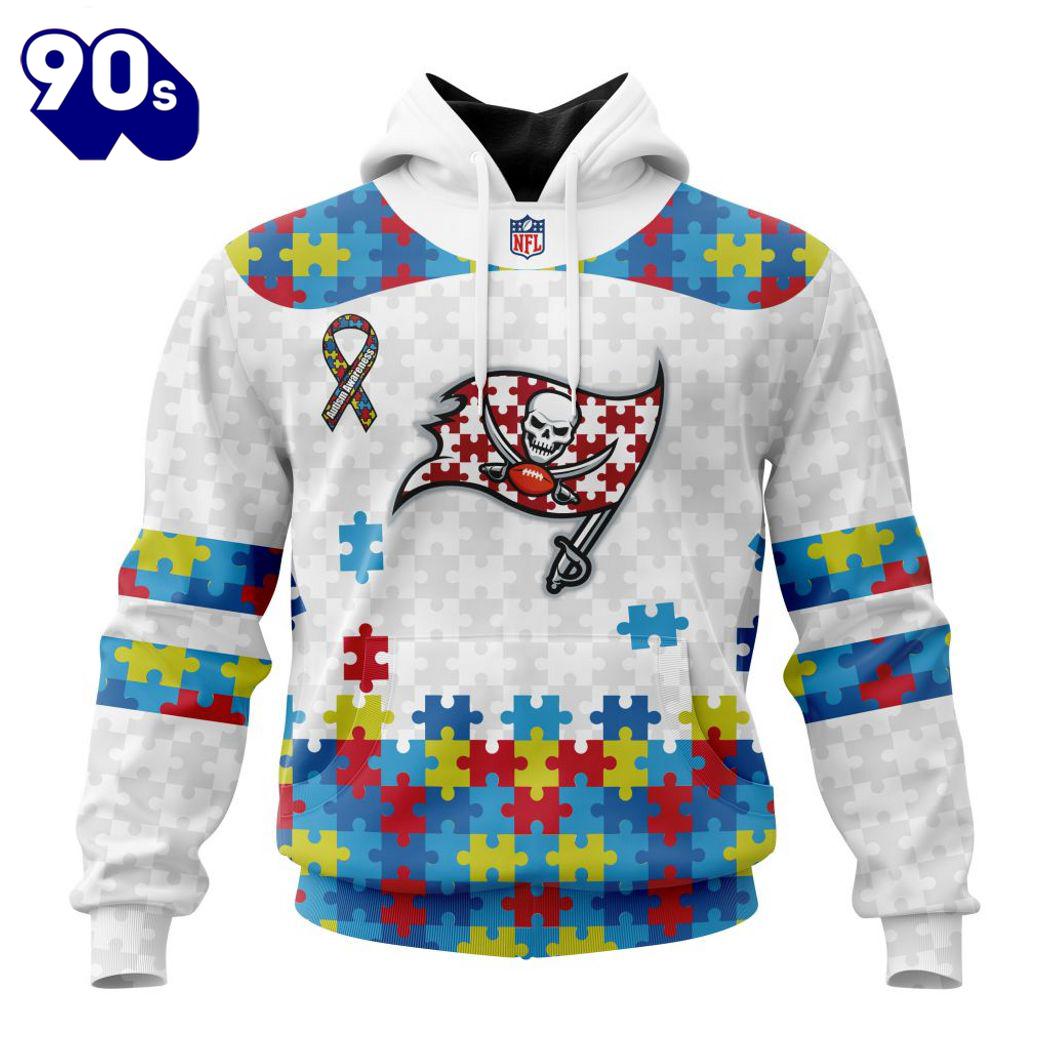 Custom Name And Number NFL Tampa Bay Buccaneers Special Autism Awareness Hoodie Custom Name And Number NFL Tampa Bay Buccaneers Special Autism Awareness Hoodie