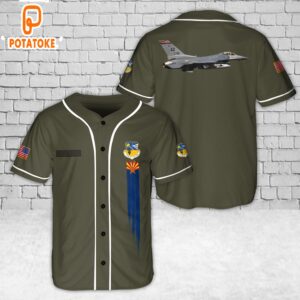 Custom Name Arizona Air National Guard 162nd Wing F-16 Fighting Falcon Baseball Jersey 4th Of July