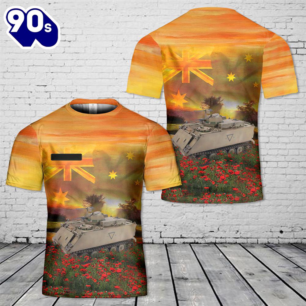 Custom Name Australian Army M113A1 APC w T50 turret Vietnam War ANZAC Day Red Poppy T-Shirt 3D Custom Name Australian Army M113A1 APC w T50 turret Vietnam War ANZAC Day Red Poppy T-Shirt 3D