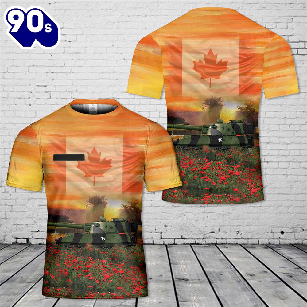 Custom Name Canadian Army M109 ANZAC Day Red Poppy T-Shirt 3D Custom Name Canadian Army M109 ANZAC Day Red Poppy T-Shirt 3D