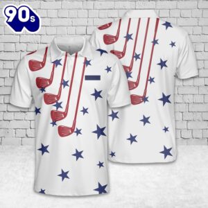 Custom Name Golf American Flag 4th Of July Patriotic Polo Shirt 1 Gift Summer