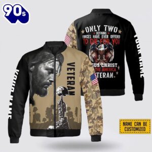 Custom Name Jesus Christ And The American Veteran Bomber Jacket