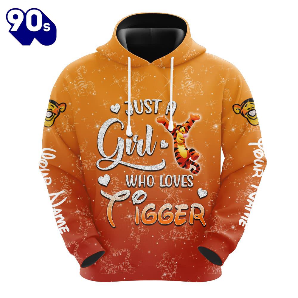 Custom Name Just A Girl Tigger Hoodie And Capris Leggings Set Custom Name Just A Girl Tigger Hoodie And Capris Leggings Set