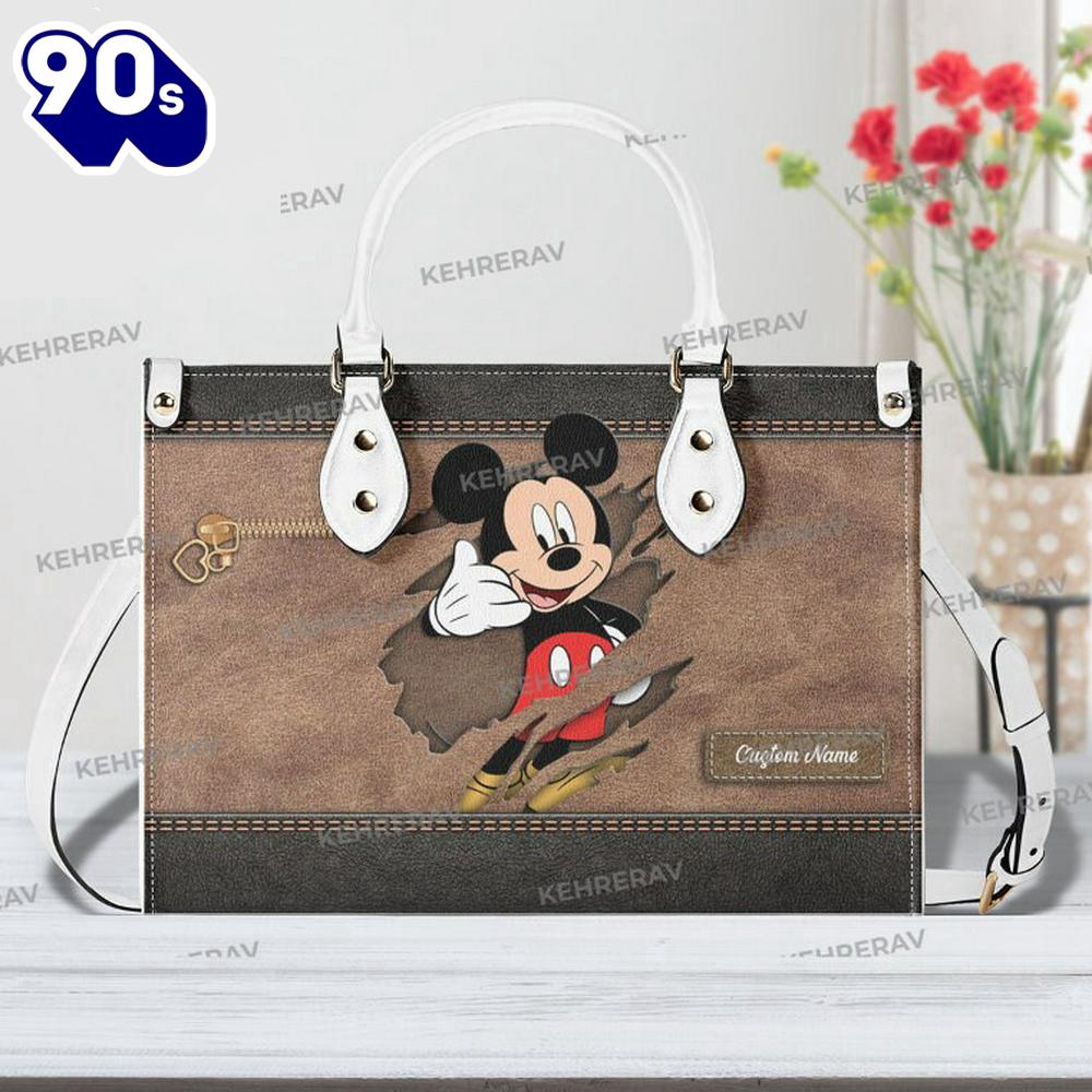 Custom name Mickey Leather Handbag Custom name Mickey Leather Handbag