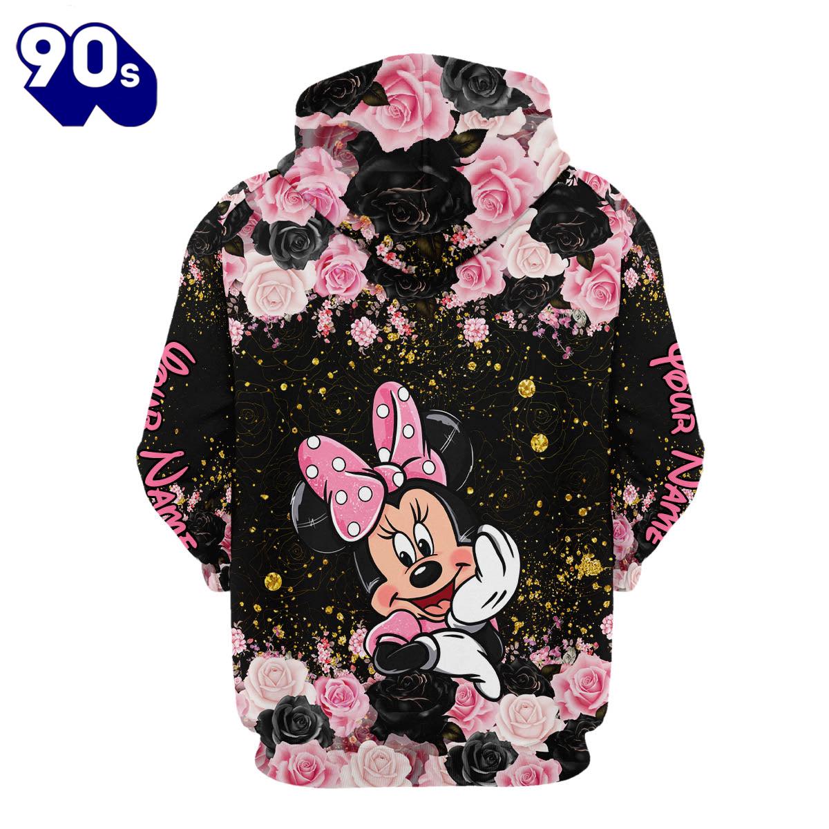 Custom Name Minnie Floral Hoodie And Leggings Set Custom Name Minnie Floral Hoodie And Leggings Set