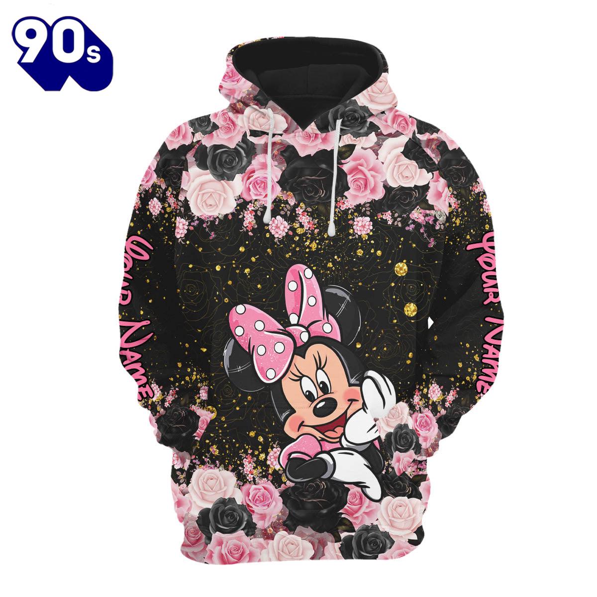 Custom Name Minnie Floral Hoodie And Leggings Set Custom Name Minnie Floral Hoodie And Leggings Set