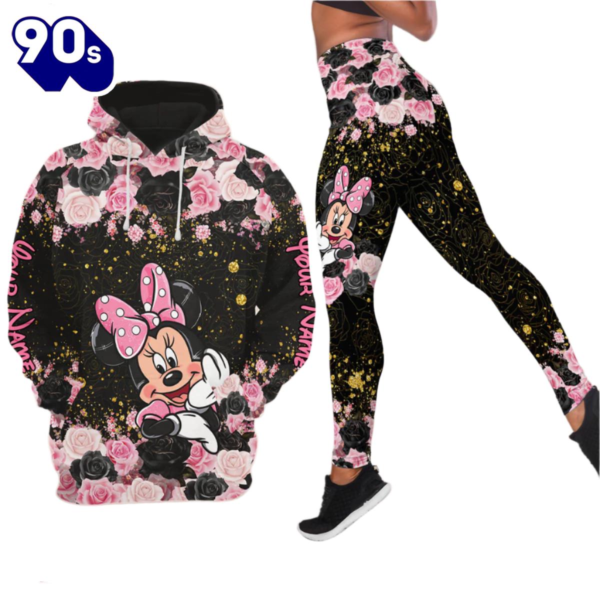 Custom Name Minnie Floral Hoodie And Leggings Set Custom Name Minnie Floral Hoodie And Leggings Set