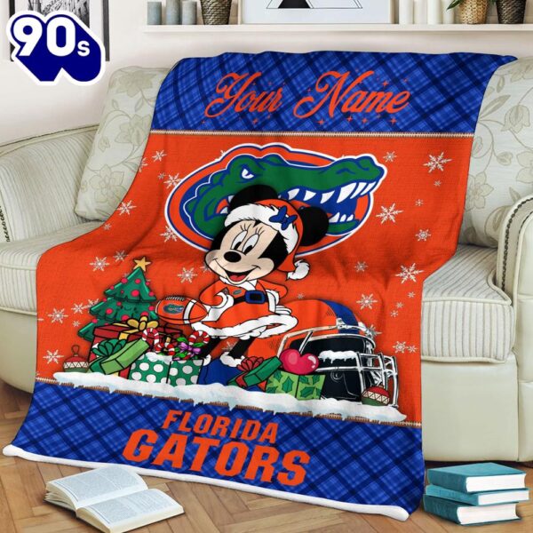 Custom Name NCAA Florida Gators Minnie Christmas Fleece Blanket