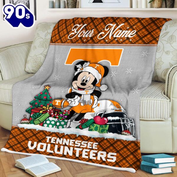 Custom Name NCAA Tennessee Volunteers Mickey Christmas Fleece Blanket