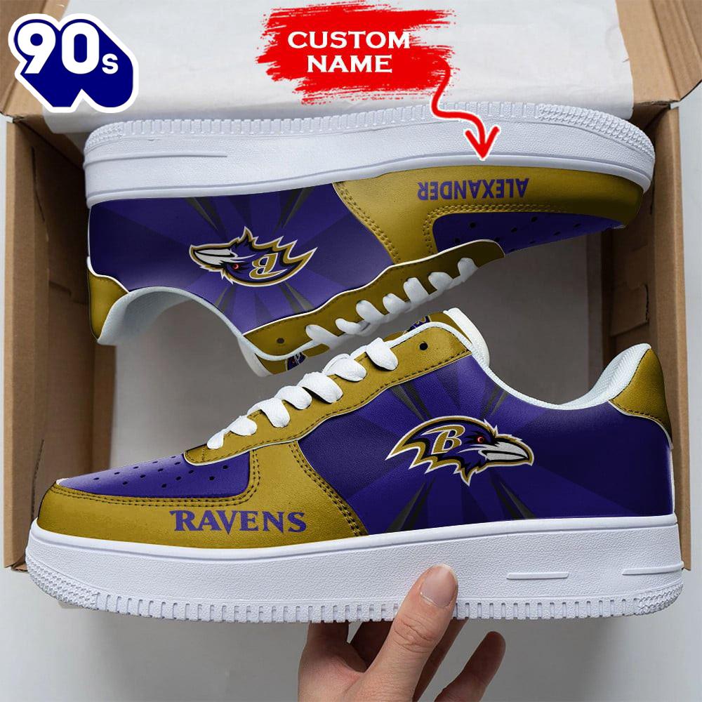 Custom Name NFL Baltimore Ravens Custom Air Force 1 Shoes For Fans Custom Name NFL Baltimore Ravens Custom Air Force 1 Shoes For Fans