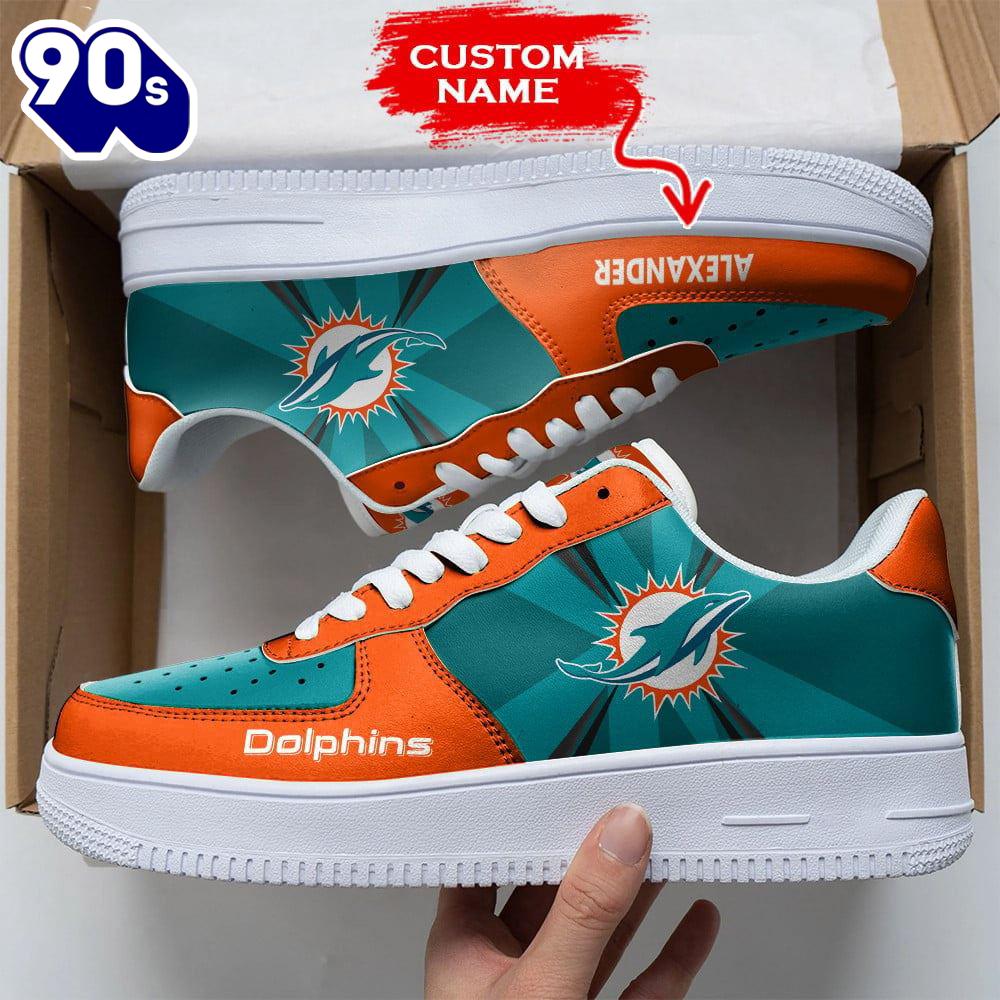 Custom Name NFL Miami Dolphins Custom Air Force 1 Shoes For Fans Custom Name NFL Miami Dolphins Custom Air Force 1 Shoes For Fans