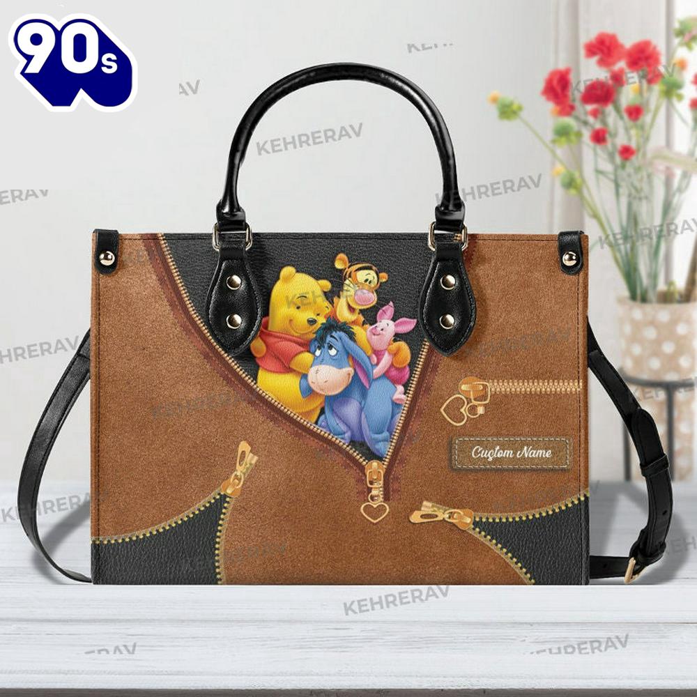 Custom Name Pooh & Friends Leather Handbag Custom Name Pooh & Friends Leather Handbag