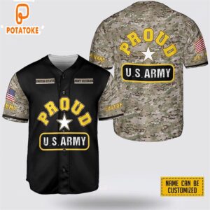 Custom Name Proud US Army United State Army Veteran Baseball Jersey 4th Of July